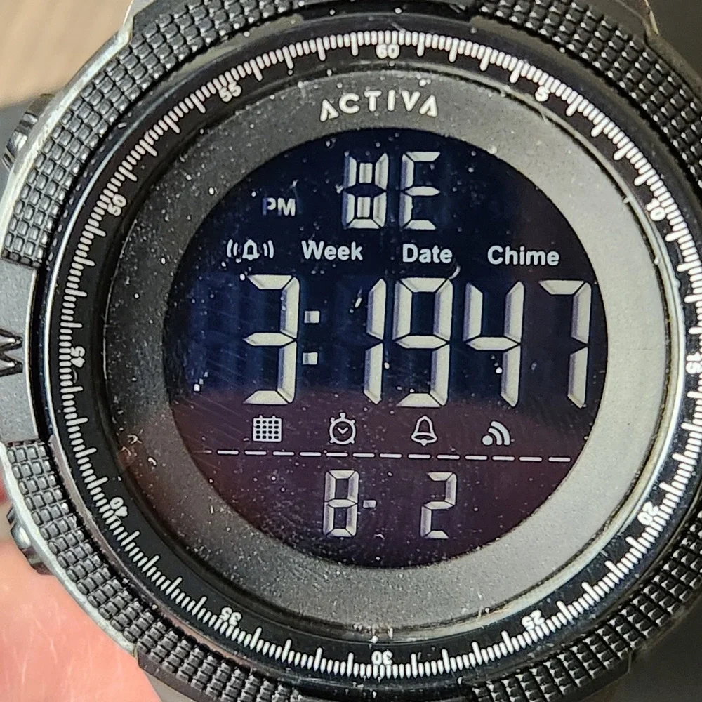 Activa Digital Watch Mens OS Grey‎ Black Camo Sport Alarm Chronograph